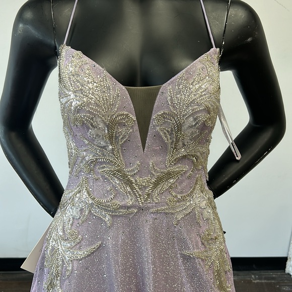 Cecilia Couture 2521 Size 4 Lavender Beaded Ball gown Tie Up Back NWT - Picture 11 of 11